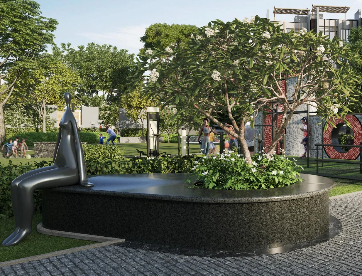 Sitting Deck with Sculpture
